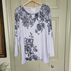 Alfred Dunner sweater - gray with black, size 2X, NWT